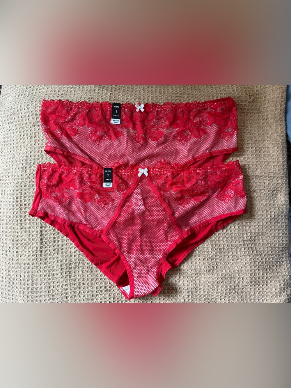 NWT torrid size 3 Red Lace & Mesh Hipster Panties - 2 pair